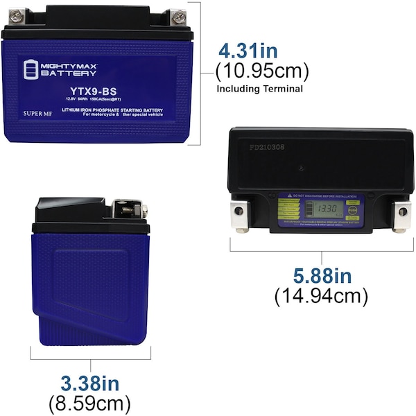 YTX9-BS Lithium Battery Replacement For SYM Joyride 200 2009-2013